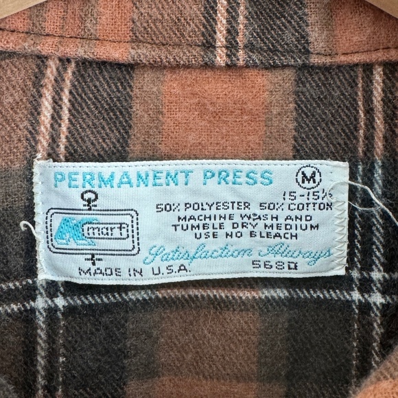 Vintage KMart Brown Grunge Cotton-Polyester Flannel Button Down Shirt - S/M - Picture 2 of 4